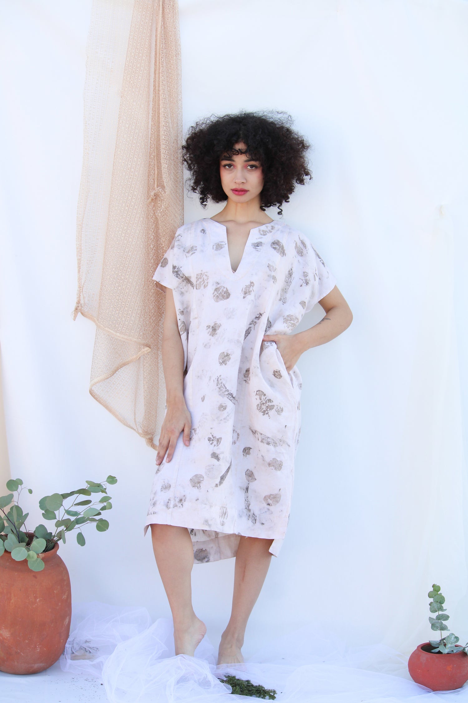 Huipil Dress (Flower Print)  / ONE SIZE