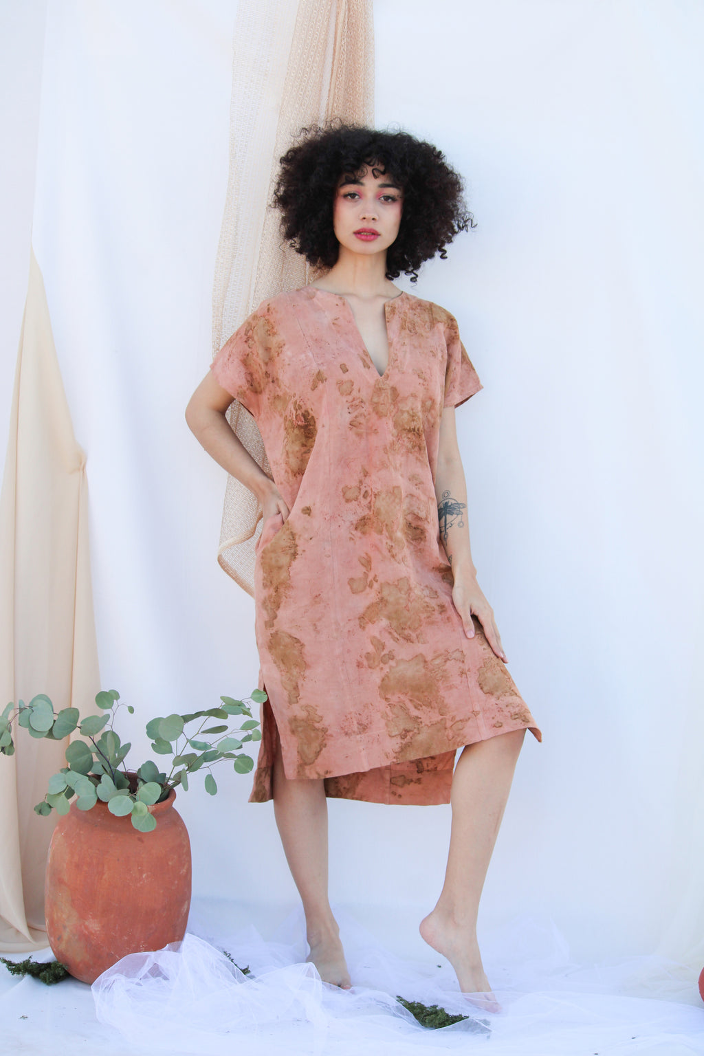Huipil Dress (Flower Print)  / ONE SIZE